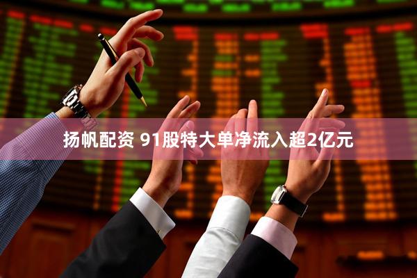 扬帆配资 91股特大单净流入超2亿元